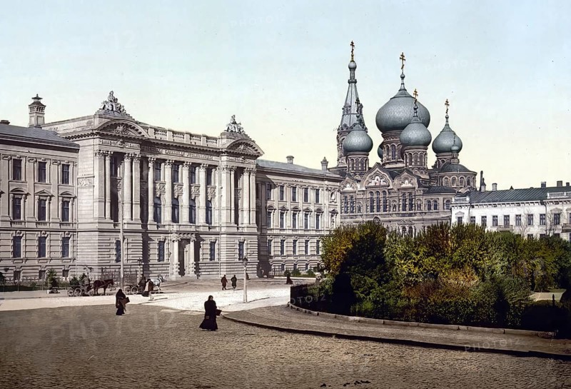 Palace of Justice and Pantelimon Church, Odessa, Russia, Ukraine, c. 1890, Historic, digitally enhanced reproduction of a photochrome print of the period, Europe