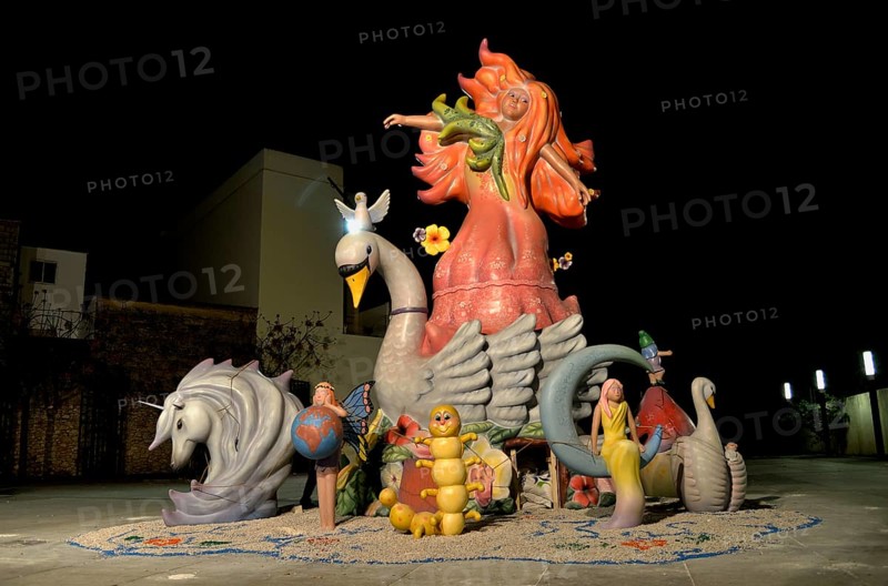 Falla, a papier-mâché figure, at the Falles or Fallas spring festival, Pego, Province of Alicante, Spain, Europe