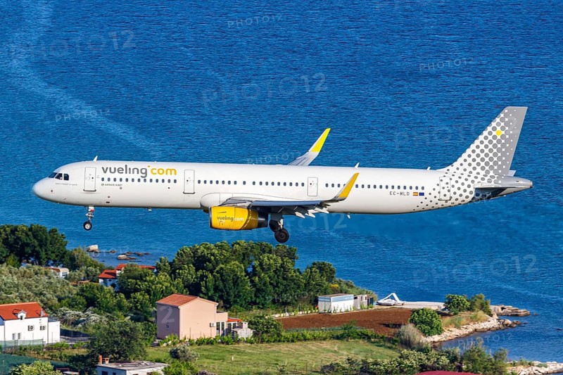 A Vueling Airbus A321 aircraft with the registration EC-MLD at Split Airport, Croatia, Europe