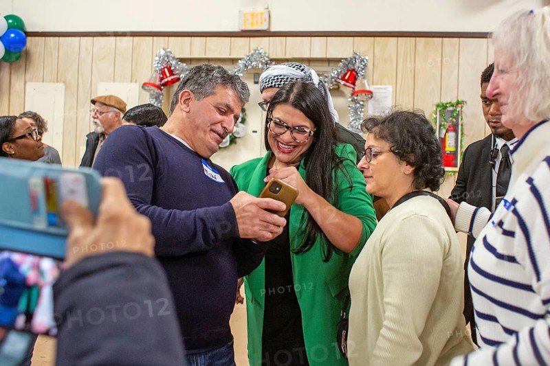 Dearborn, Michigan USA, 2 December 2023, Congresswoman Rashida Tlaib launches her re-election campaign with a rally at the United Auto Workers Local 600 union hall. Tlaib is the only Palestinian-American member of Congress