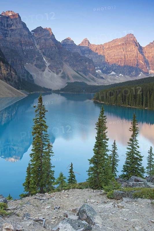 Glacial Moraine Lake in the Valley of the Ten Peaks, Banff National Park, Alberta, Canada, North America