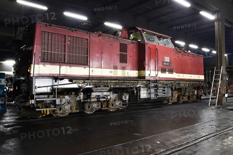 Diesel locomotive of the Harz narrow gauge railway in the engine shed, Wernigerode, Saxony-Anhalt, Germany, Europe
