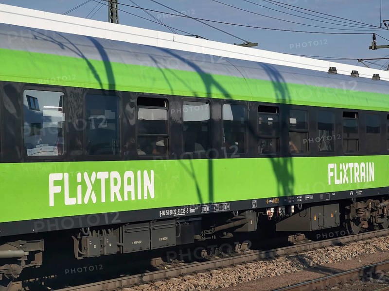 Flixtrain, train of Flixtrain GmbH, a German railway company of Flix SE, here in the station of Fulda, Hesse, Germany, Europe