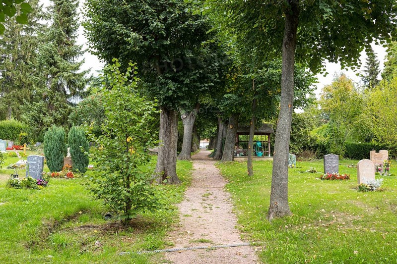 Alley and graves, Pesterwitz cemetery, Freital, Saxony, Germany, Europe