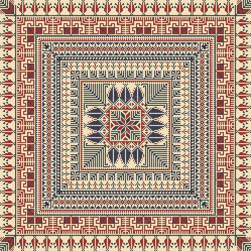 Embroidery Tatreez pattern, Palestinian fashion vector ornament