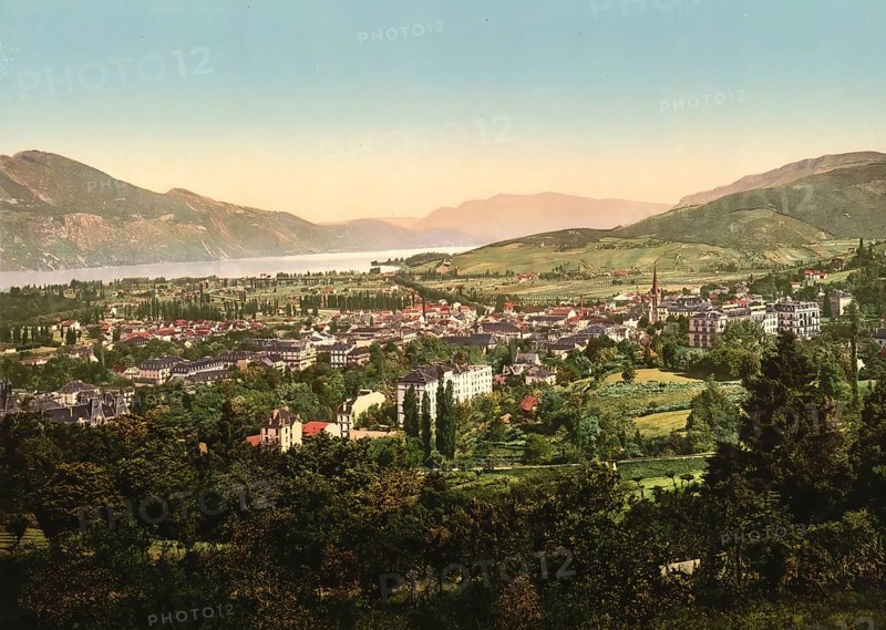 Panorama of Aix, France, c. 1890, Historic, digitally enhanced reproduction of a photochrome print from 1895, Europe