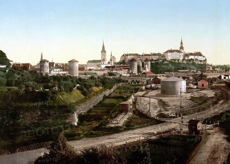 View of Reval, Russia, now Tallinn, the capital of Estonia, circa 1890, Historic, digitally enhanced reproduction of a photochrome print of the period, Europe