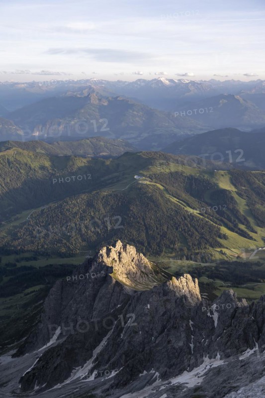 Taghaube, Grandlspitz, Mühlbacher Turm, Dramatic Mountain Landscape, View from Hochkönig, Salzburger Land, Austria, Europe