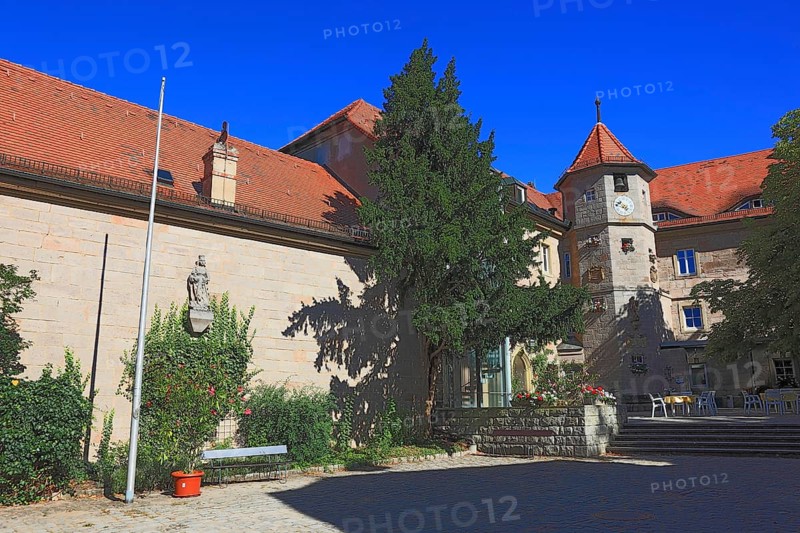 Schwansee Castle on the Schwanberg, Rödelsee, Kitzingen County, Lower Franconia, Bavaria, Germany, Europe
