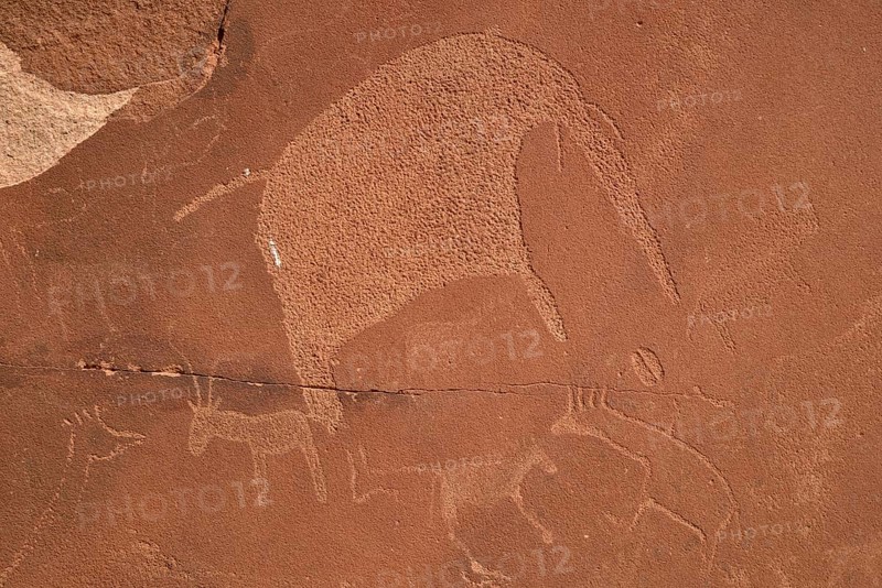 Rock engraving of an elephant, Twyfelfontein, Unesco World Heritage Site, Kunene Region, Namibia, Africa