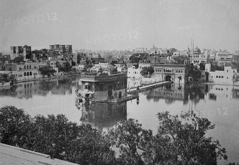 The Golden Temple in Amritsar, India in 1880, Historic, digitally restored reproduction of an original 19th century artwork