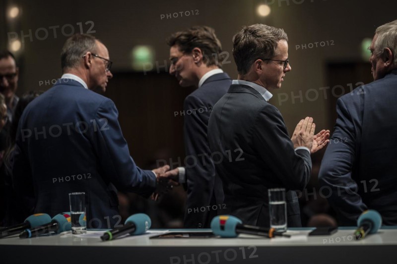 CDU Secretary General Carsten Linnemann attends the CDU policy convention in Cologne, 1 March 2024, with Friedrich Merz, Hendrik Wüst
