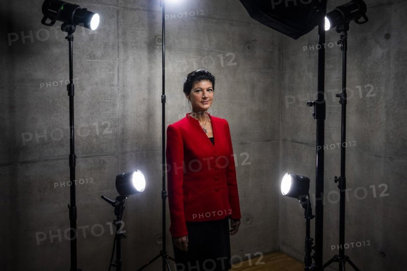 Sahra Wagenknecht is a member of the German Bundestag and founder of the BSW party, pictured here in front of her office in the German Bundestag in Berlin, 10 April 2024