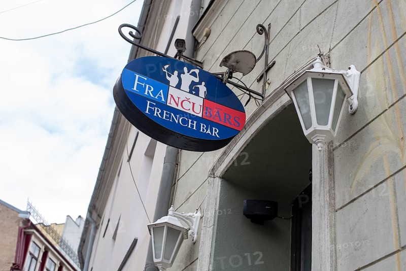 Nose sign of a French bar in Riga, Latvia, Europe