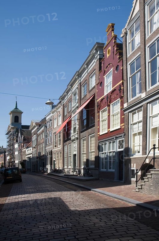 Historic Wijnstraat, Wine Street, houses once occupied by wine importers and traders, Dordrecht, Netherlands