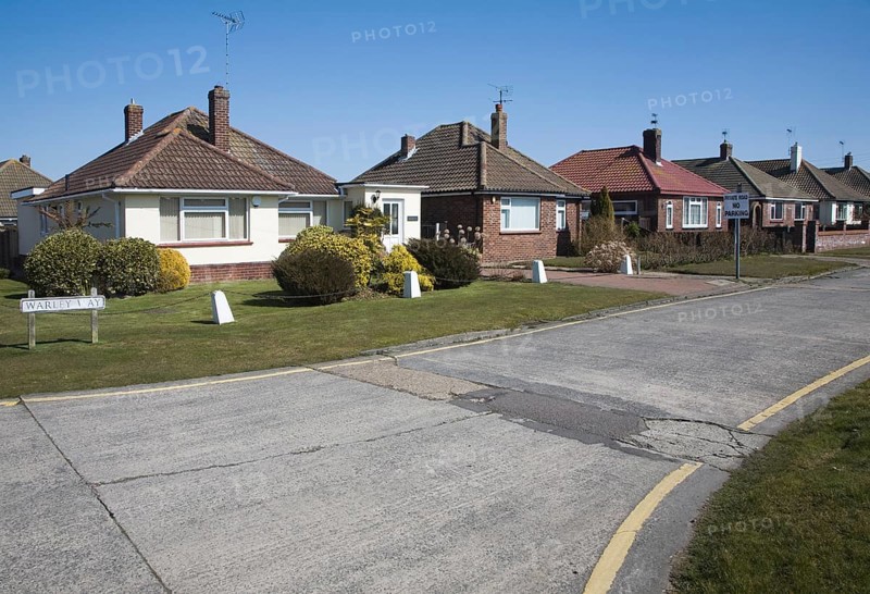 Warley Way Bungalow private owner occupied housing at Frinton on Sea, Essex, England, United Kingdom, Europe