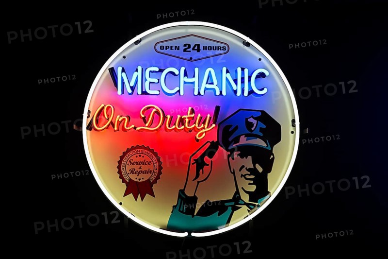 Illuminated advertising Mechanic On Duty