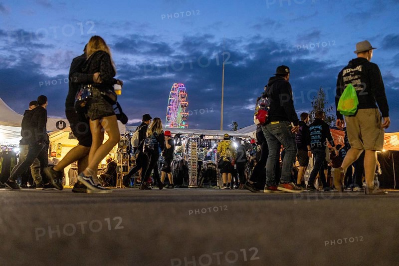Adenau, Germany, 8 June 2024: Fans at the Rock am Ring Festival. The festival takes place at the Nürburgring race track near the town of Adenau from 7 to 9 June 2024, Europe
