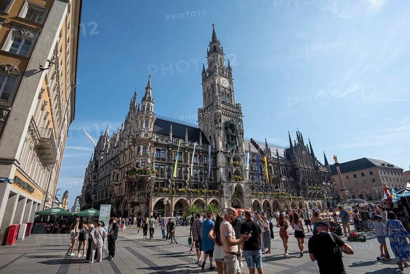 New Town Hall Munich, Neo-Gothic, Marienplatz, Munich, Bavaria, Germany, Europe