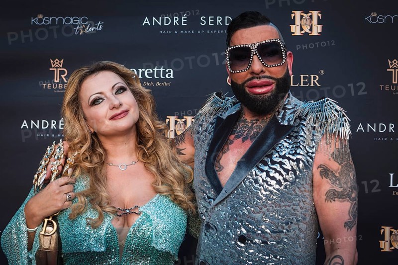 Elena Nuzman and Harald Glööckler at the first Fashion Night with Harald Glööckler for his new fashion collection Teuber by HARALD GLÖÖCKLER at Loretta am Wannsee in Berlin on 28 June 2024