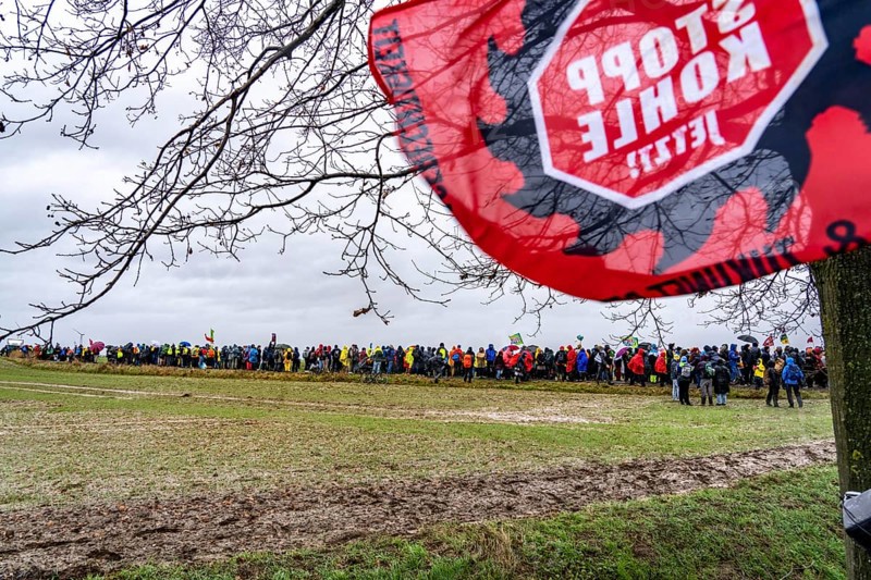Demonstration against the demolition of the lignite village of Lützerath, from the village of Keyenberg the demonstrators marched to the edge of the Garzweiler open-cast mine and on to the rest of the village of Lützerah, Erkelenz, North Rhine-Westphalia, Germany, Europe