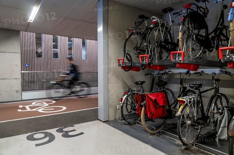Bicycle car park at Utrecht Centraal railway station, Stationsplein, 3 underground levels, over 13, 000 parking spaces, considered the largest bicycle car park in the world, Utrecht, Netherlands