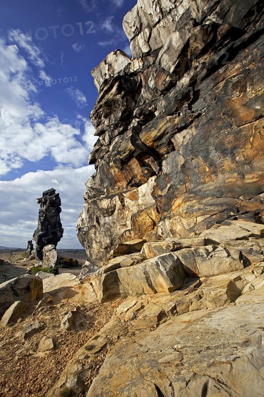 The Mittelsteine near Weddersleben, part of the Teufelsmauer, Devil's Wall, sandstone rock formation in the Harz, Saxony-Anhalt, Germany, Europe