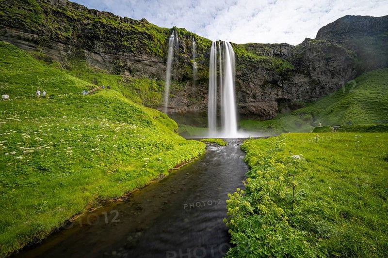 Seljalandsfoss waterfall, long exposure, Seljalandsa river, South Iceland, Iceland, Europe
