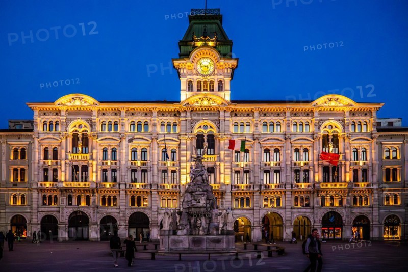 Palazzo del Municipio, town hall in eclectic style, Piazza Unità d'Italia in the heart of the city, surrounded on three sides by magnificent neoclassical buildings, Trieste, harbour city on the Adriatic, Friuli, Italy, Trieste, Friuli, Italy, Europe