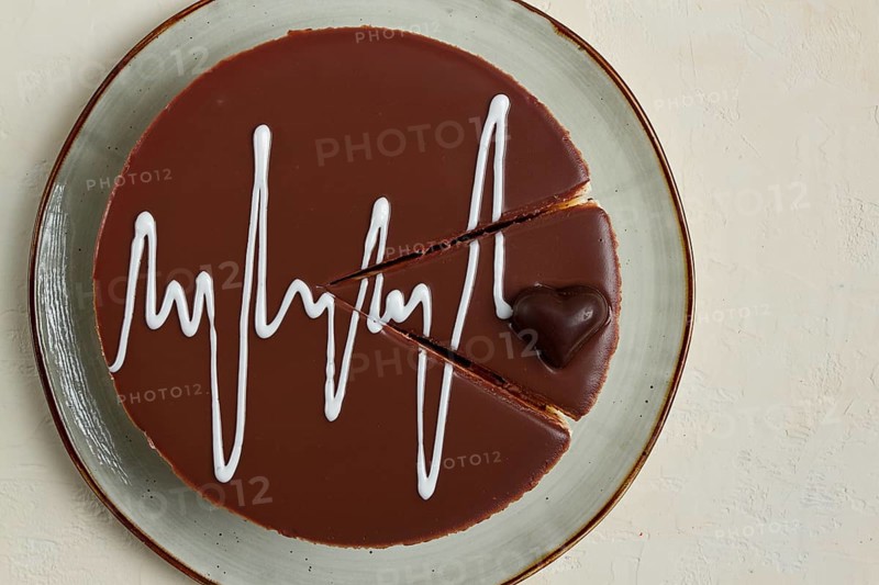 Bird's milk cake, top view, breakfast, love, chocolate heart