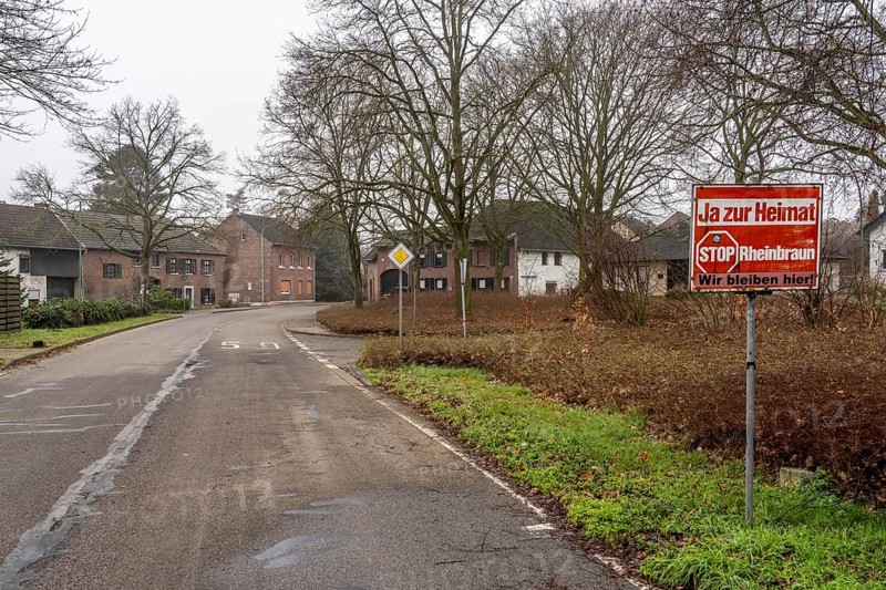 The village of Kuckum, originally intended to make way for the Garzweiler II open-cast lignite mine, remains standing after the coal compromise, but is largely abandoned and empty, North Rhine-Westphalia, Germany, Europe