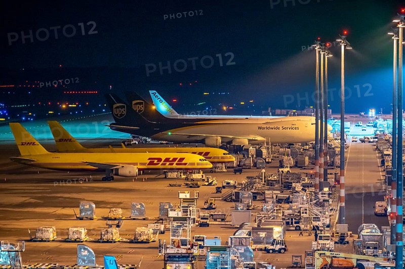 Cargo aircraft, at Cologne-Bonn Airport, Cargo Terminal, CGN, Cologne, North Rhine-Westphalia, Germany, Europe