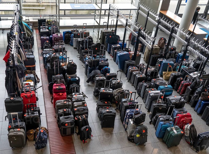 Luggage storage, cloakroom, in an exhibition hall, at the Hannover Messe, Lower Saxony, Germany, Europe