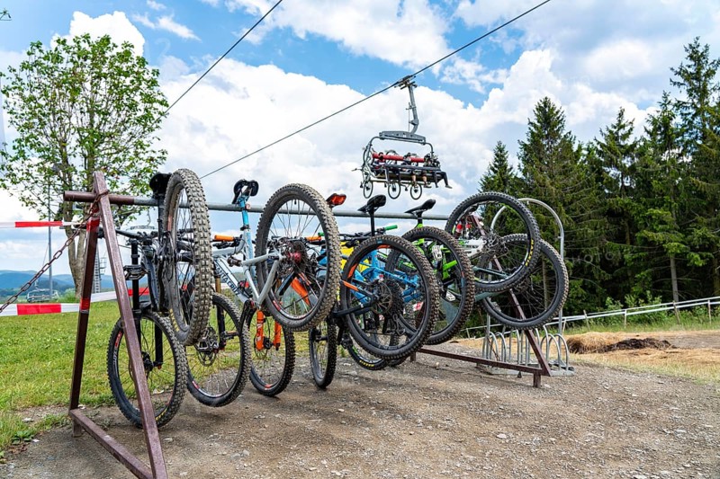 Bikepark Winterberg, on the Kappe mountain, 11 mountain bike downhill trails, in all levels of difficulty, Sauerland, North Rhine-Westphalia, Germany, Europe
