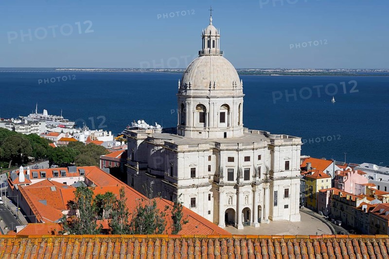 Aerial view over the Church of Santa Engracia converted into National Pantheon, Lisbon, Portugal, Europe