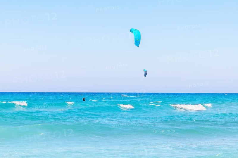Kitesurfing, Episkopi beach, Rethymno, Crete, Greek Islands, Greece, Europe
