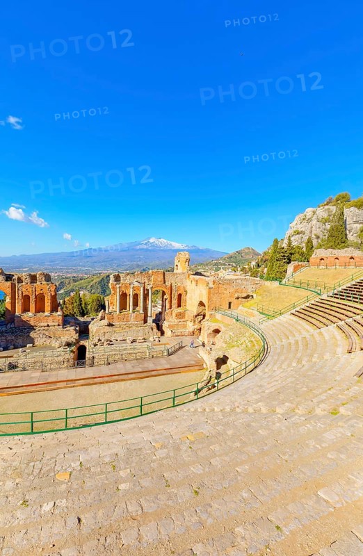 The Greek theatre, Taormina, Sicily, Italy, Europe