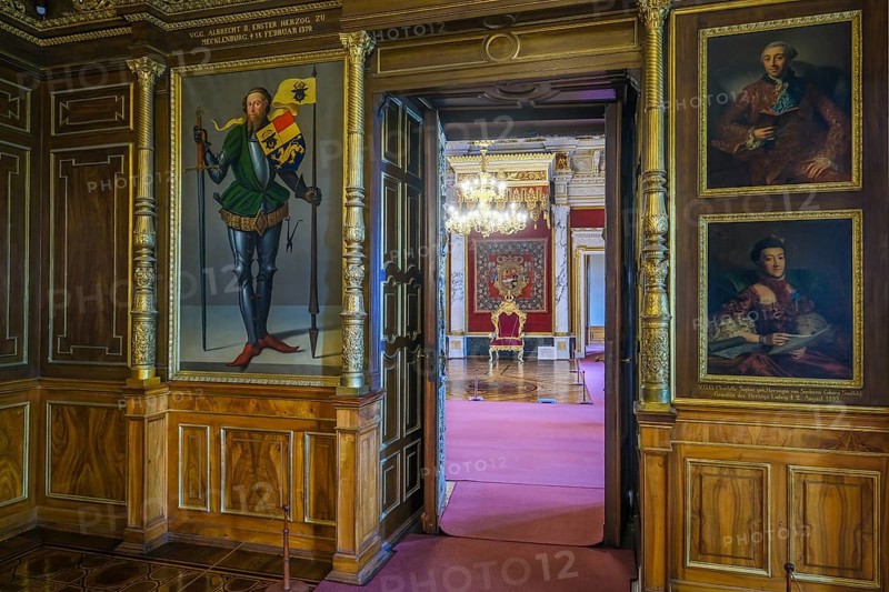 Schwerin, Mecklenburg-Vorpommern, Germany, Throne Room in the museum in Schwerin Castle, Schwerin Castle, seat of the Mecklenburg-Vorpommern state parliament, was the residence of the Mecklenburg dukes and grand dukes for centuries, Europe