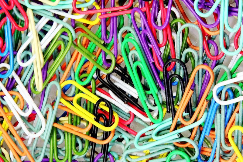Colourful paper clips, Vienna, Austria, Europe