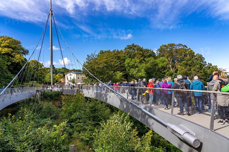 The Königsstuhl Skywalk on the chalk cliffs of Rügen, viewing platform on the famous Königsstuhl rock formation, barrier-free, in the Jasmund National Park, view of the Baltic Sea and the chalk cliff coast, between Sassnitz and Lohme, Mecklenburg-Vorpommern, Germany, Europe