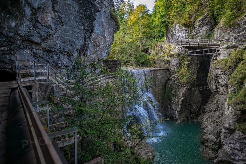 Rappenloch Gorge natural monument, Dornbirner Ach, Dornbirn, waterfall, wooden footbridges, Bregenzerwald, Austria, Europe