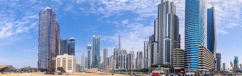 UAE, Dubai downtown financial skyline and business shopping center near Dubai Mall