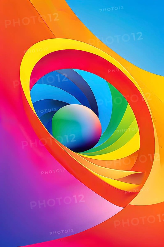 Minimalist rendering showcasing a vibrant abstract painting as a symbol for human resilience, AI generated