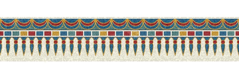 Horizontal border mosaic tiles, vector pattern