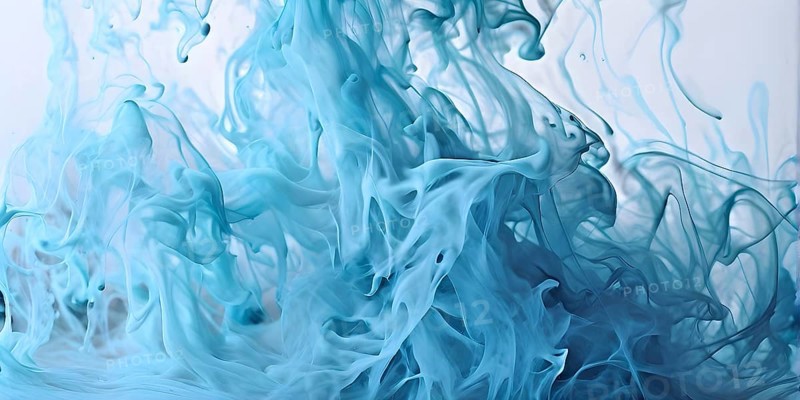 Abstract art of grey and cyan liquid smoke in dynamic motion, AI generated