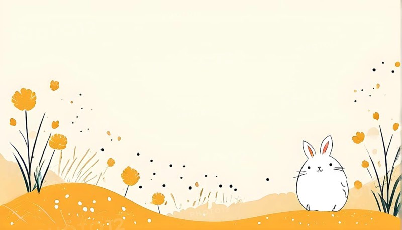 Abstract illustration of a Easter card with delicate colorful hand-drawn illustrations, empty space for text, AI generated