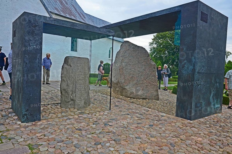 Carved Runestones, 10th century, World Heritage Site, Jelling Stones, Jelling, Jutland, Denmark, Scandinavia, Europe