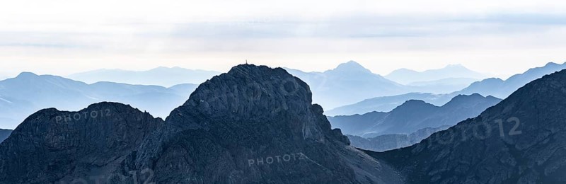 Mountain silhouette mountain peak Roßkopf, Carnic High Trail, Carnic Alps, Carinthia, Austria, Europe