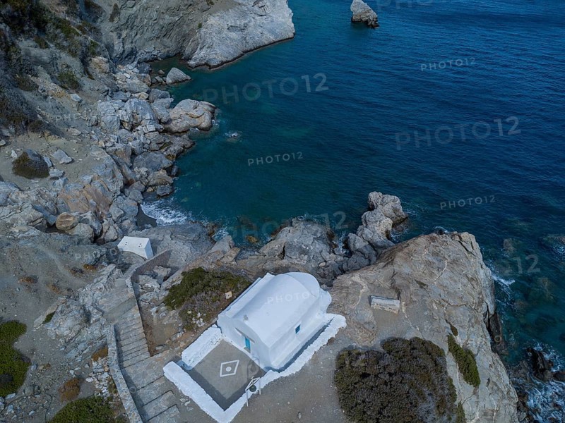 Chapel in the bay of St Anna, Amorgos, Cyclades, Greece, Europe