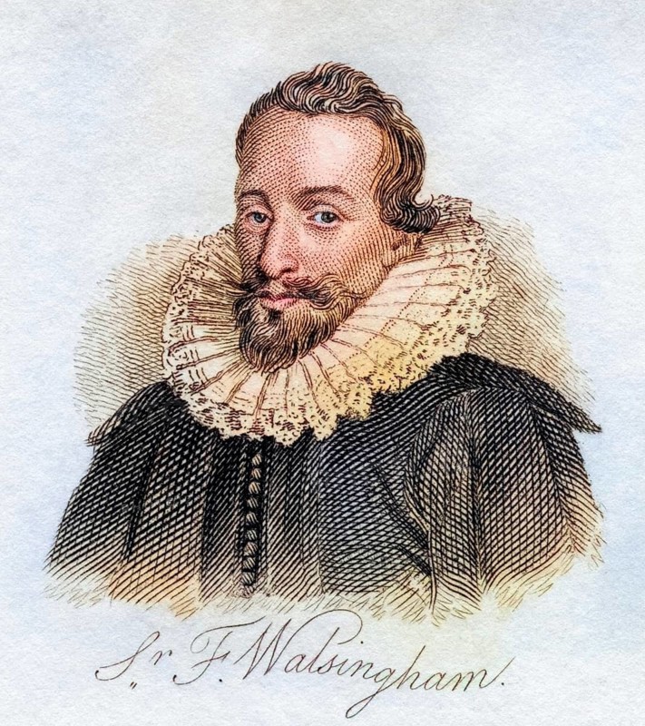 Sir Francis Walsingham c1532-1590 English statesman and principal secretary to Queen Elizabeth of England from the book Crabbs Historical Dictionary from 1825, Historical, digitally restored reproduction from a 19th century original, Record date not stated